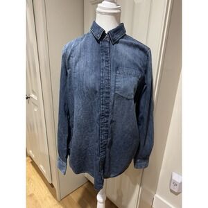 Goodthreads‎ Women's Blue Denim Long Sleeve Boyfriend Shirt Size Small